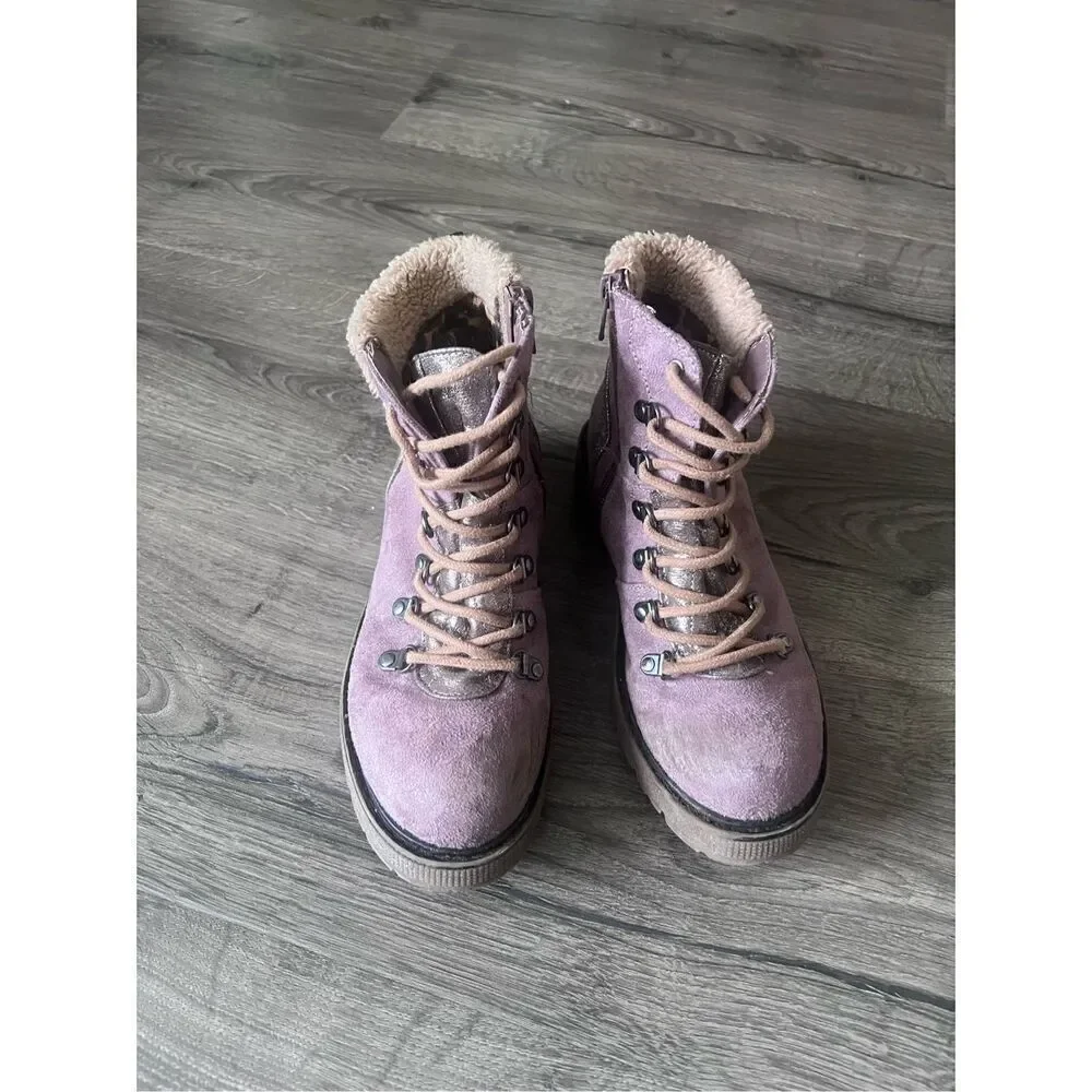 Steve Madden Kids' Combat Boot with Faux Fur Collar size 3 big girl